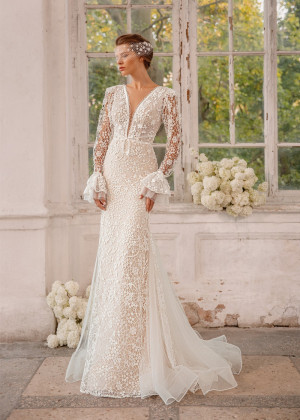 Ivory Beaded Lace Tulle Luxury Wedding Dress